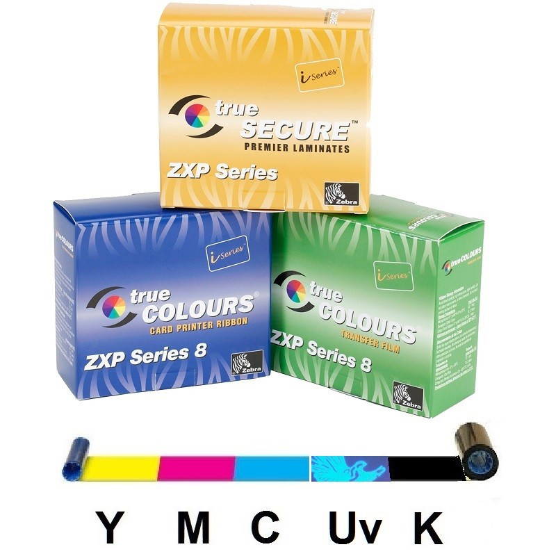 Ribbon color ZEBRA 800012-543 6 paneles YMCUvK 500 impresiones para ZXP ...