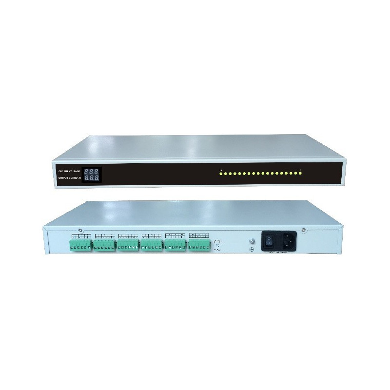 SAXXON PSU1220D18US : Fuente de poder regulada 12V CD / Rackeable / 20 Amp./ Distribuidor para 18 cámaras