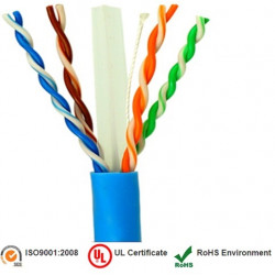 SAXXON OUTP6COP305B - Bobina de Cable UTP Cat 6 100% COBRE / 305 m / Color Azul / Uso Interior/ Soporta Pruebas de Rendimiento