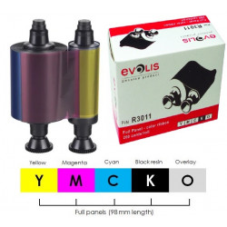 EVOLIS R3011 : Ribbon color 5 paneles YMCKO para PEBBLE / DUALYS3 / SECURION 200 imágenes