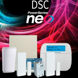 DSC NEO-RF-LCD-SB - Paquete NEO con 32 Zonas Inal?mbricas / Panel HS2032/ Teclado LCD Alfanum?rico HS2LCDRF9 N / Gabinete GTVCMX
