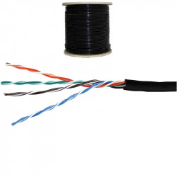 SAXXON OUTPCAT5EGCOPEXT- Cable UTP 100% cobre de 305M/ Cat. 5e con gel/ Exterior/ Color negro/ Para aplicaciones CCTV y redes