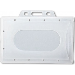 Portagafete rígido horizontal fabricado en plástico PP transparente. Medida exterior: 90 X 65 mm Peso: 6.9 gramos
