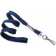 Cordón para gafete, color azul, de 1 cm de ancho, de tejido trenzado plano, gancho metálico giratorio de acero plateado níquel