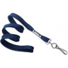 Cordón para gafete, color azul, de 1 cm de ancho, de tejido trenzado plano, gancho metálico giratorio de acero plateado níquel