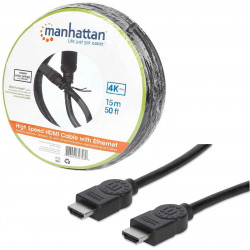 Cable HDMI de Alta Velocidad con Canal Ethernet MANHATTAN 323260  1.4 / Macho-Macho / 15.0 m