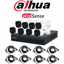 DAHUA KITXVR1B08- I+8-B2A21- Kit de 8 Canales 1080p Lite/ WizSense/ H.265+/8 Camaras B2A21 1080p Metalicas/ 8 Canales + 2 IP