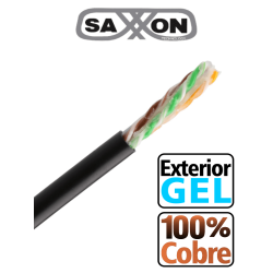SAXXON OUTPCAT6GCOPEXT- Bobina de Cable UTP Cat6 100% Cobre con Gel/ 305 m / Uso Exterior/ Color Negro