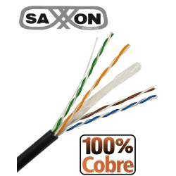 SAXXON OUTP6COP305NE Cable UTP 100% Cobre / Cat. 6 / Color negro / Exterior / 305 m / AWG 23/ 4 pares / FLUKE TEST/ UL