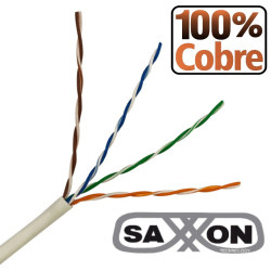 Cable UTP Cat 6 Blanco SAXXON OUTP6COP305BC 100% Cobre / Interior / 305 m / FLUKE TEST / CERT ISO9001