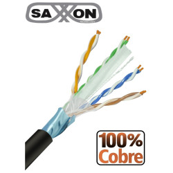 SAXXON OFTPCAT6COPEXT - Bobina de Cable FTP Cat6 100% Cobre/ 305 Metros/ Blindado/ Color Negro/ Uso Exterior/ Ideal para Cablead