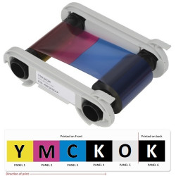 Ribbon color EVOLIS R6F003AAA 6 paneles YMCKO-K 200 imágenes, para impresora PRIMACY